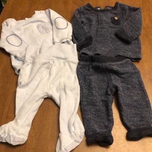 2 blue Baby boy outfits